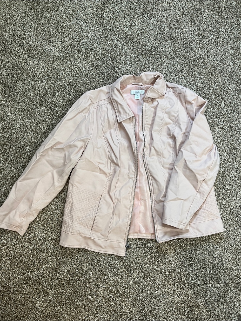 Liz Claiborne Blush Pink Faux Leather Zip Front Jacket